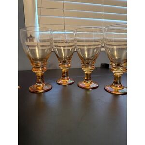 Set of 4 Libby "Splash Brown" Iridescent Amber Goblets
